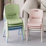 Contemporary Scandinavian Square PP Stackable Backrest Stool for Kids – Low Living Room Chair
