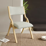 Contemporary Scandinavian Square Birch Solid Wood Fabric Foldable Backrest Dining Chair For Dining Room