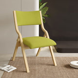Contemporary Scandinavian Square Birch Solid Wood Fabric Foldable Backrest Dining Chair For Dining Room