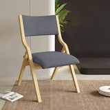 Contemporary Scandinavian Square Birch Solid Wood Fabric Foldable Backrest Dining Chair For Dining Room