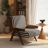 Traditional French-Style Square Fabric Accent Chair with Solid Rubberwood Frame and Armrests for Living Room