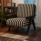 Traditional French-Style Square Fabric Accent Chair with Solid Rubberwood Frame and Armrests for Living Room