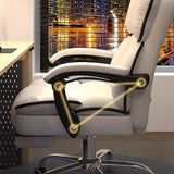 Modern Scandinavian Rectangular PU Leather Gaming Chair with Steel Frame, Height-Adjustable Swivel Backrest and Armrests for Bedroom