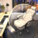 Modern Scandinavian Rectangular PU Leather Gaming Chair with Steel Frame, Height-Adjustable Swivel Backrest and Armrests for Bedroom