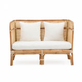 Traditional Chinese-Style Backrest Armchair Sofa – Handwoven Natural Indonesian Rattan, Waterproof Cushions, Zen-Style Living Room Chair