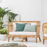 Traditional Chinese-Style Backrest Armchair Sofa – Handwoven Natural Indonesian Rattan, Waterproof Cushions, Zen-Style Living Room Chair