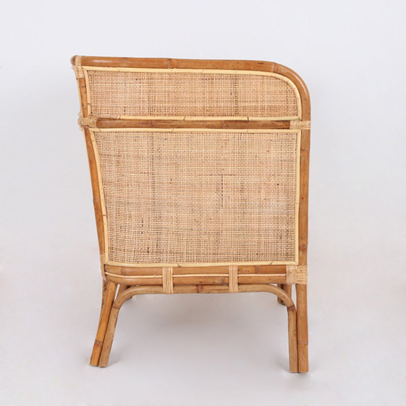 Traditional Chinese-Style Backrest Armchair Sofa – Handwoven Natural Indonesian Rattan, Waterproof Cushions, Zen-Style Living Room Chair