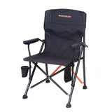 Modern Minimalist Square Carbon-Steel Folding Camping Chair with Oxford Fabric Backrest and Armrests – Black, Outdoor Use