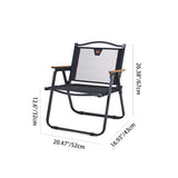 Modern Minimalist Foldable Camping Chair with Square Carbon Steel Frame, Nylon Seat, Beech Wood Backrest and Armrests for Outdoor Use