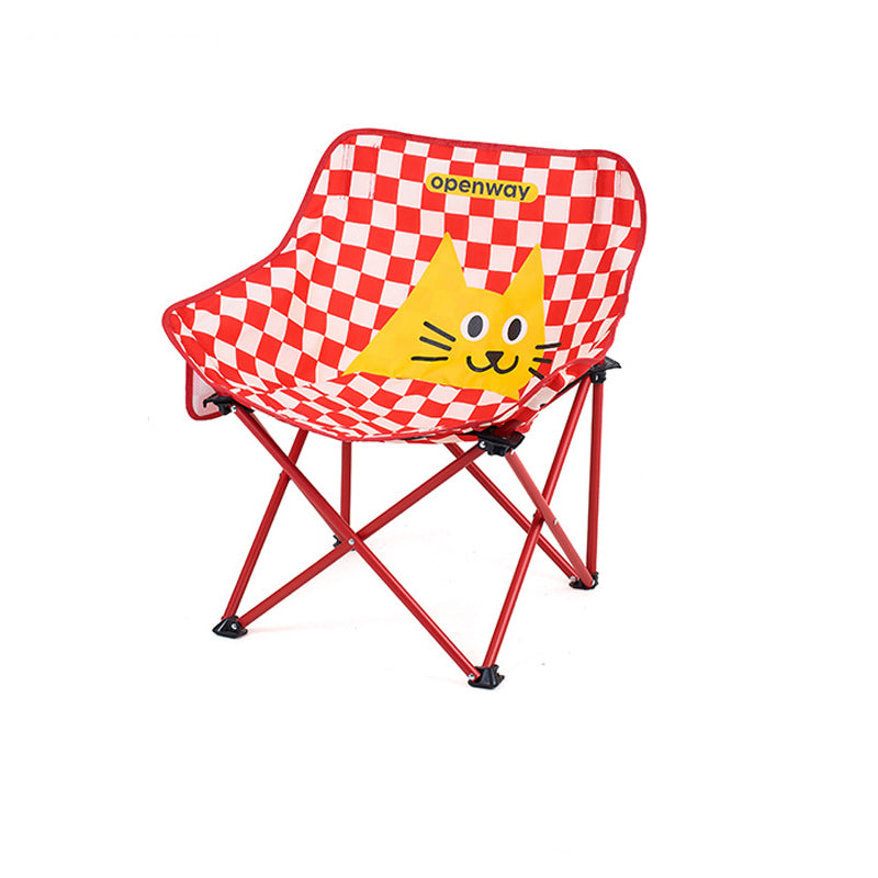 Modern Minimalist Foldable Camping Chair with Backrest — Square Carbon Steel Frame, Oxford Fabric, Striped or Plaid Design, Outdoor Use