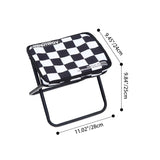Modern Minimalist Rectangular Folding Stool with Carbon Steel Frame, Oxford Fabric Seat and Backrest — Striped or Plaid, Outdoor Use