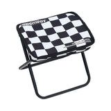Modern Minimalist Rectangular Folding Stool with Carbon Steel Frame, Oxford Fabric Seat and Backrest — Striped or Plaid, Outdoor Use