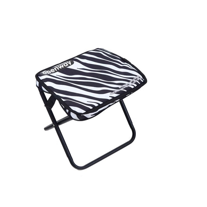 Modern Minimalist Rectangular Folding Stool with Carbon Steel Frame, Oxford Fabric Seat and Backrest — Striped or Plaid, Outdoor Use