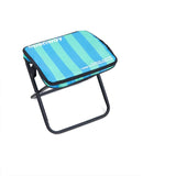 Modern Minimalist Rectangular Folding Stool with Carbon Steel Frame, Oxford Fabric Seat and Backrest — Striped or Plaid, Outdoor Use