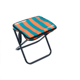 Modern Minimalist Rectangular Folding Stool with Carbon Steel Frame, Oxford Fabric Seat and Backrest — Striped or Plaid, Outdoor Use