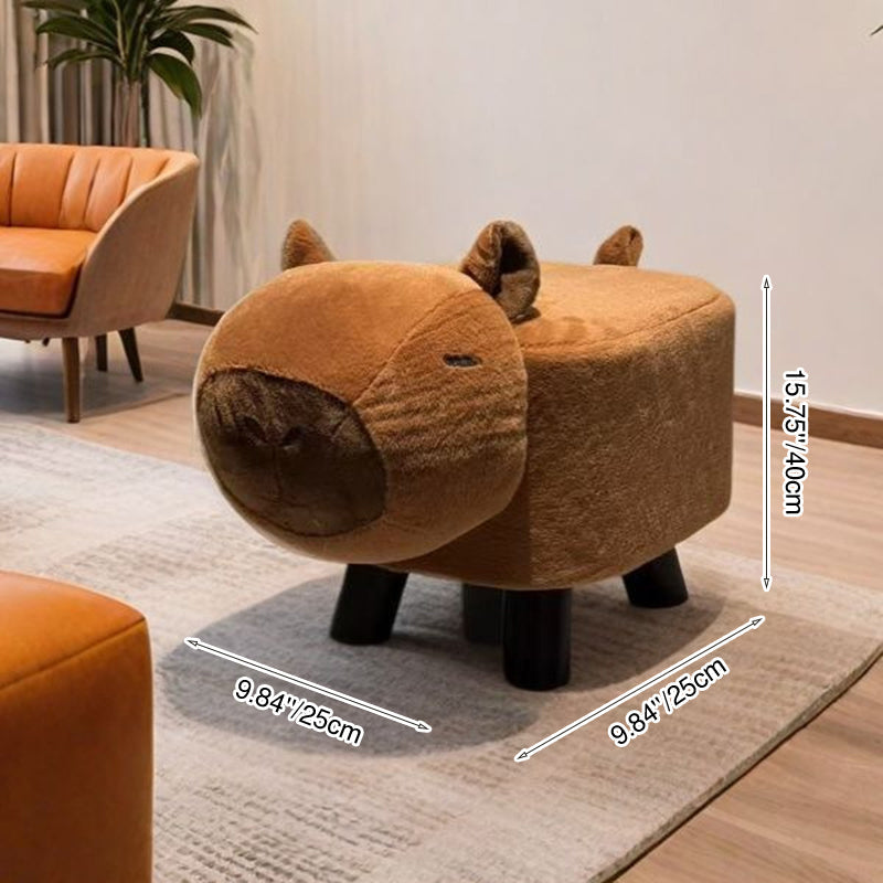 Modern Minimalist Rectangular Solid Wood Footstool with Cushioned Fabric - Kid-Sized Living Room Footrest