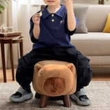 Modern Minimalist Rectangular Solid Wood Footstool with Cushioned Fabric - Kid-Sized Living Room Footrest