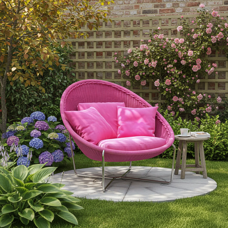 Modern Minimalist Curved Aluminum Alloy Rope Recliner with Durable Polypropylene Rope, Sturdy Backrest and Armrests for Garden