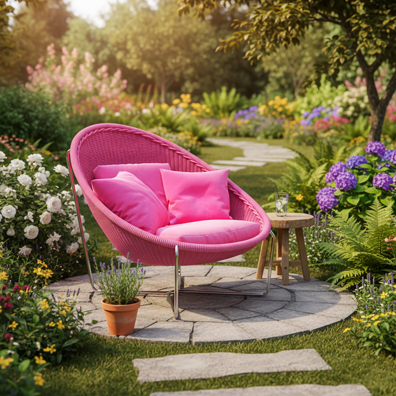 Modern Minimalist Curved Aluminum Alloy Rope Recliner with Durable Polypropylene Rope, Sturdy Backrest and Armrests for Garden