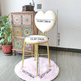 Heart-Shaped Plush Teddy Fur Vanity Stool with Velvet Upholstery and Metal Frame, Foam-Cushioned Backrest — Modern Minimalist Bedroom Chair
