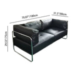 Modern Minimalist Rectangular Cushion with Cat-Scratch-Resistant Leather-Grain Velvet Velour Fabric, Stainless Steel Frame, and Sponge-Padded Backrest & Armrest for Living Room