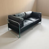 Modern Minimalist Rectangular Cushion with Cat-Scratch-Resistant Leather-Grain Velvet Velour Fabric, Stainless Steel Frame, and Sponge-Padded Backrest & Armrest for Living Room