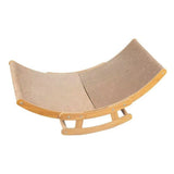 Modern Minimalist Curved Wooden Board Cat Rocking Chair with Corrugated Paper Accents for Living Room