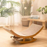 Modern Minimalist Curved Wooden Board Cat Rocking Chair with Corrugated Paper Accents for Living Room