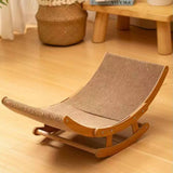 Modern Minimalist Curved Wooden Board Cat Rocking Chair with Corrugated Paper Accents for Living Room