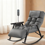 Modern Minimalist Curved Iron Rocking Chair with Tech Fabric and PP Cotton Cushions – Backrest & Armrests for Living Room