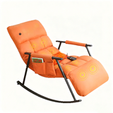 Modern Minimalist Curved Iron Rocking Chair with Tech Fabric and PP Cotton Cushions – Backrest & Armrests for Living Room
