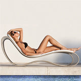 Modern Minimalist Curved Aluminum Alloy Garden Recliner Backrest with Fabric Sponge