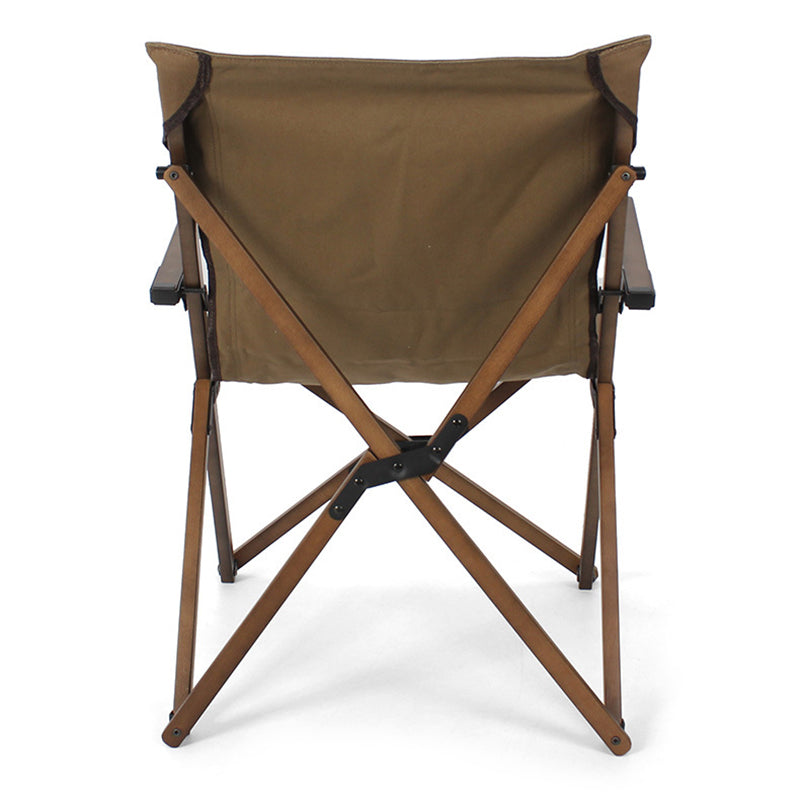Modern Minimalist Curved Solid Wood Recliner with Fabric Backrest and Foldable Armrests for Garden