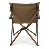Modern Minimalist Curved Solid Wood Recliner with Fabric Backrest and Foldable Armrests for Garden