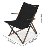 Modern Minimalist Curved Solid Wood Recliner with Fabric Backrest and Foldable Armrests for Garden