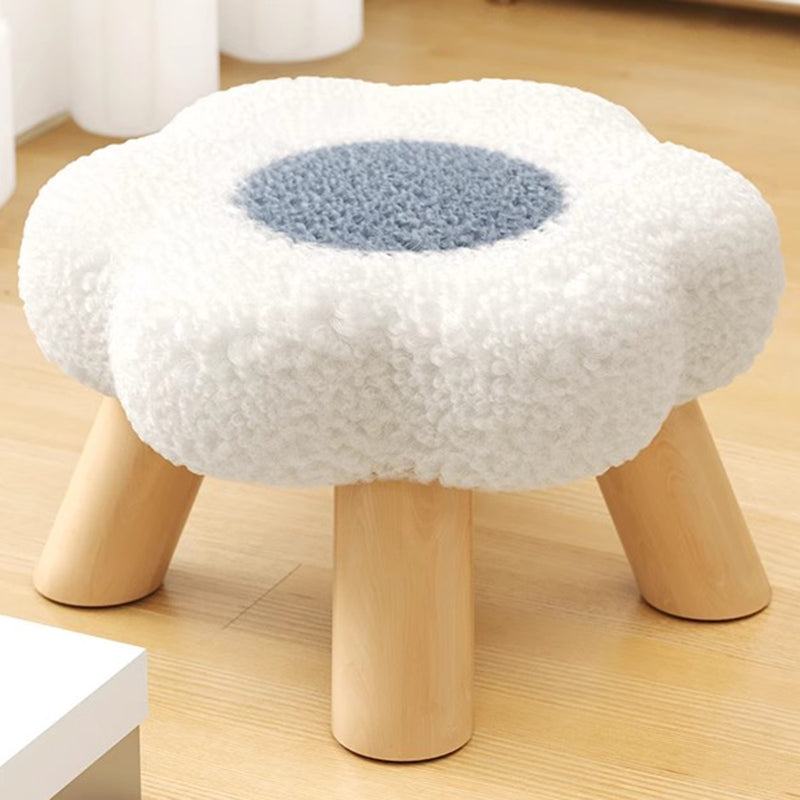Kids' Flower-Shaped Lamb Fleece Stool - Stackable, Low-Profile, Backless & Armless Contemporary Seating for Living Room & Bedroom