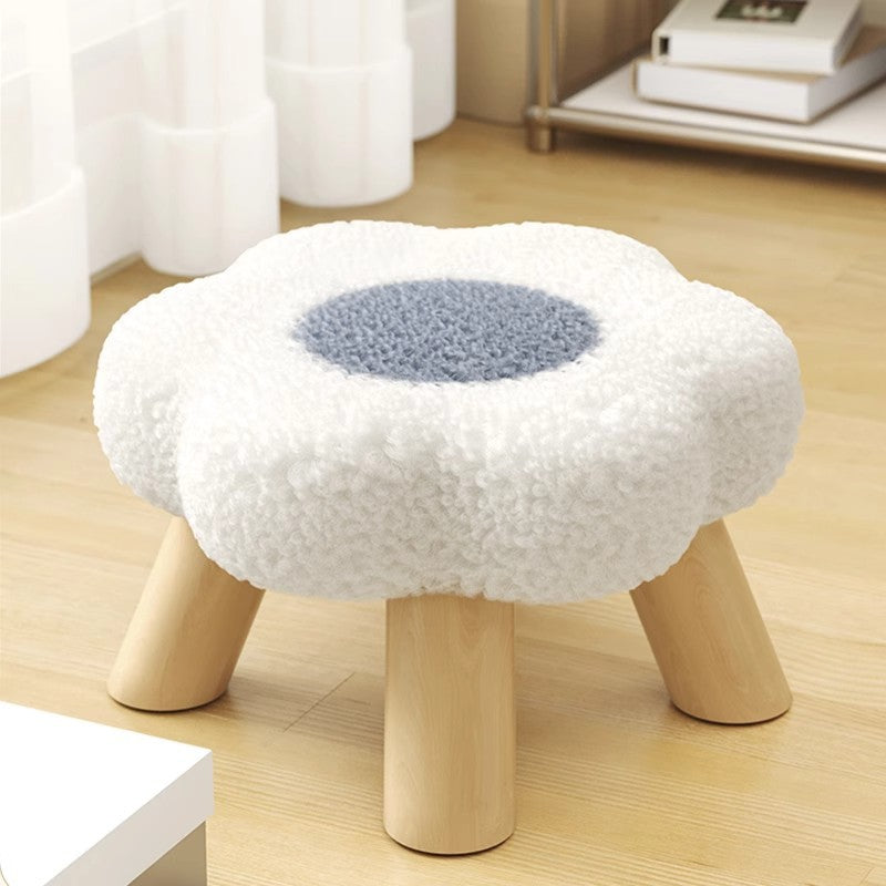 Kids' Flower-Shaped Lamb Fleece Stool - Stackable, Low-Profile, Backless & Armless Contemporary Seating for Living Room & Bedroom