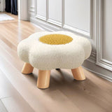Kids' Flower-Shaped Lamb Fleece Stool - Stackable, Low-Profile, Backless & Armless Contemporary Seating for Living Room & Bedroom