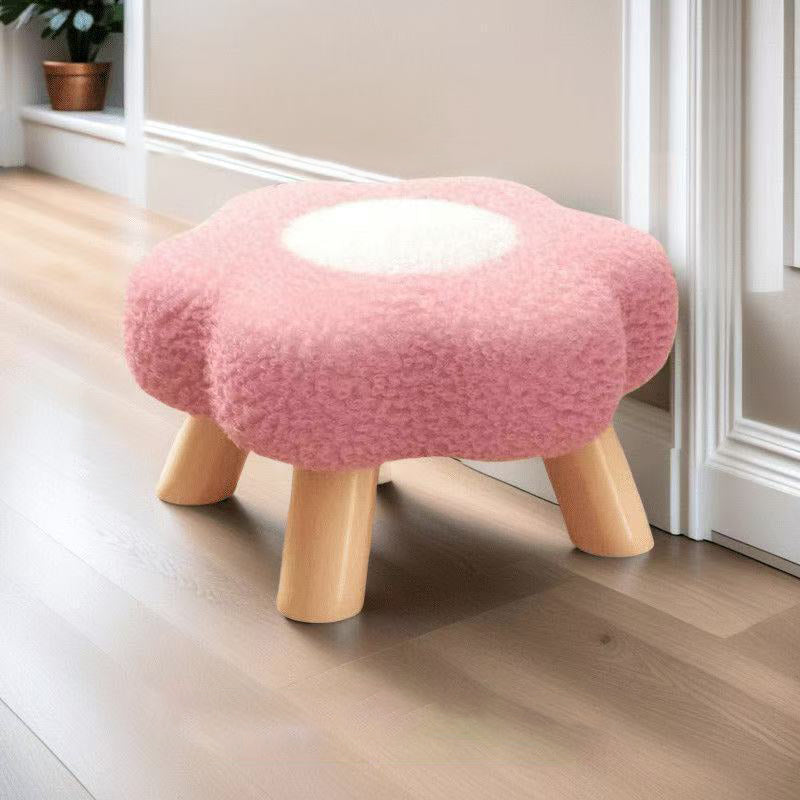 Kids' Flower-Shaped Lamb Fleece Stool - Stackable, Low-Profile, Backless & Armless Contemporary Seating for Living Room & Bedroom