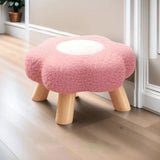 Kids' Flower-Shaped Lamb Fleece Stool - Stackable, Low-Profile, Backless & Armless Contemporary Seating for Living Room & Bedroom