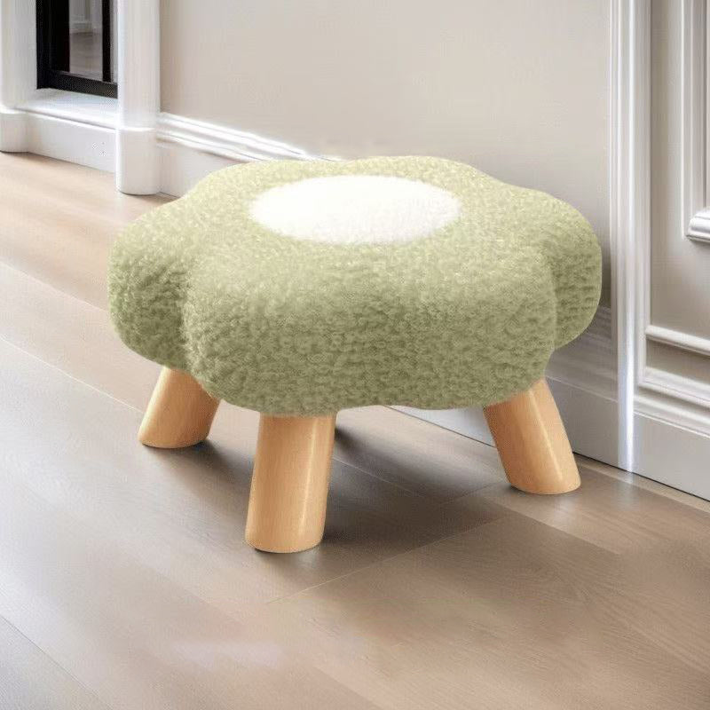 Kids' Flower-Shaped Lamb Fleece Stool - Stackable, Low-Profile, Backless & Armless Contemporary Seating for Living Room & Bedroom
