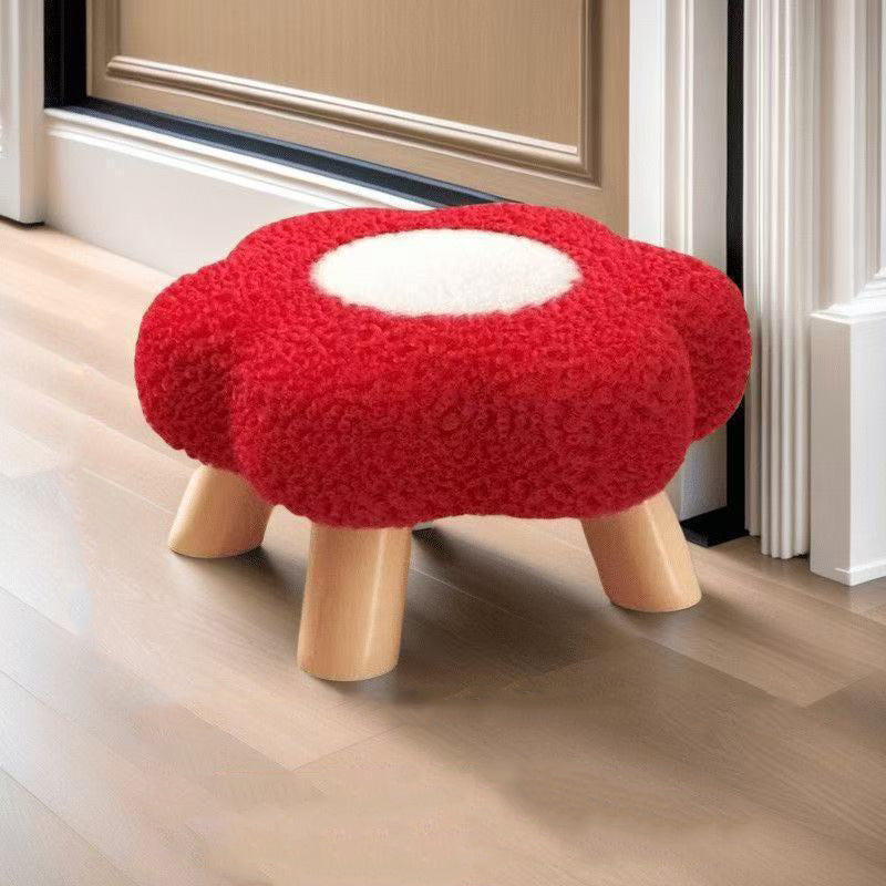 Kids' Flower-Shaped Lamb Fleece Stool - Stackable, Low-Profile, Backless & Armless Contemporary Seating for Living Room & Bedroom