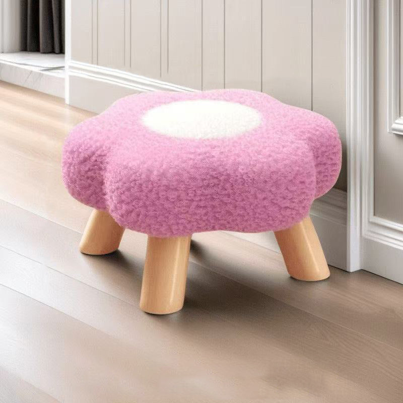 Kids' Flower-Shaped Lamb Fleece Stool - Stackable, Low-Profile, Backless & Armless Contemporary Seating for Living Room & Bedroom