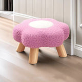 Kids' Flower-Shaped Lamb Fleece Stool - Stackable, Low-Profile, Backless & Armless Contemporary Seating for Living Room & Bedroom