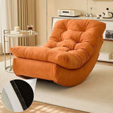 Modern Minimalist Suede Pine Wood Rectangular Rocking Chair – Comfortable Single Recliner with Backrest and Footrest for Living Room