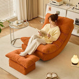 Modern Minimalist Suede Pine Wood Rectangular Rocking Chair – Comfortable Single Recliner with Backrest and Footrest for Living Room