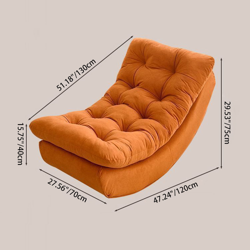 Modern Minimalist Suede Pine Wood Rectangular Rocking Chair – Comfortable Single Recliner with Backrest and Footrest for Living Room
