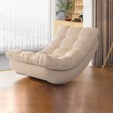 Modern Minimalist Suede Pine Wood Rectangular Rocking Chair – Comfortable Single Recliner with Backrest and Footrest for Living Room