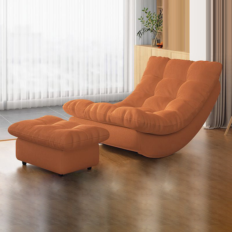 Modern Minimalist Suede Pine Wood Rectangular Rocking Chair – Comfortable Single Recliner with Backrest and Footrest for Living Room