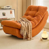 Modern Minimalist Suede Pine Wood Rectangular Rocking Chair – Comfortable Single Recliner with Backrest and Footrest for Living Room